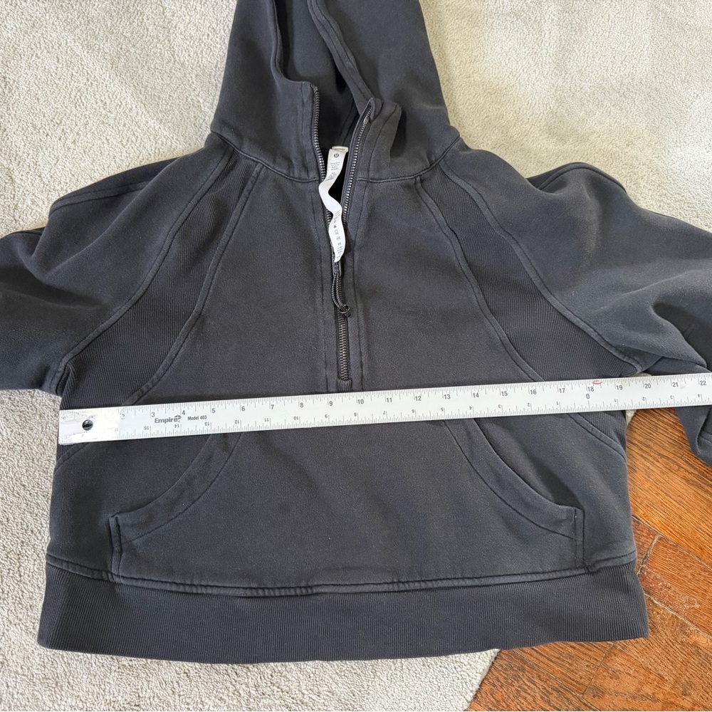 LULULEMON CROPPED SCUBA HOODIE SWEATSHIRT BLACK QUARTER ZIP SIZE XS/S - Picture 6 of 7